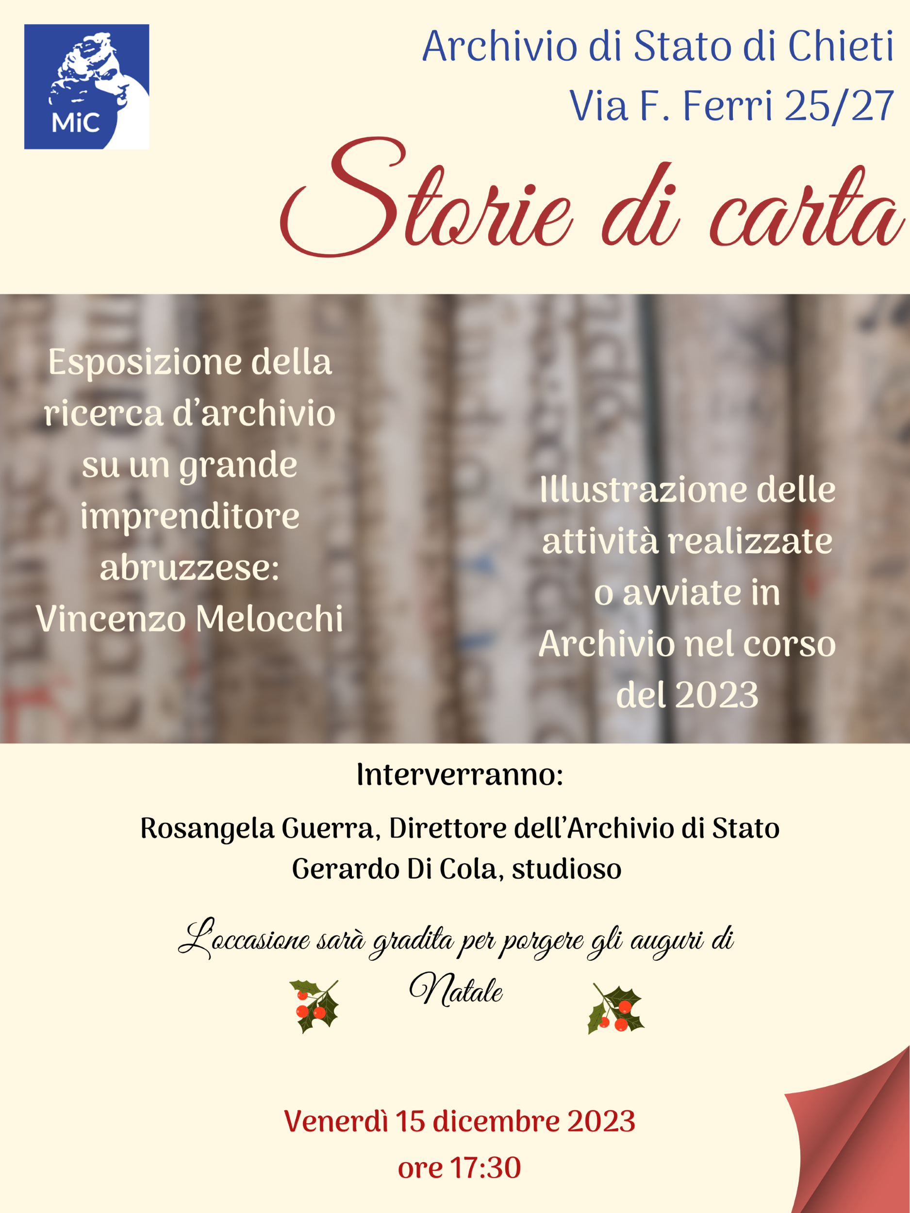 Storie di carta | Apertura straordinaria dell'Archivio - 15 dicembre 2023